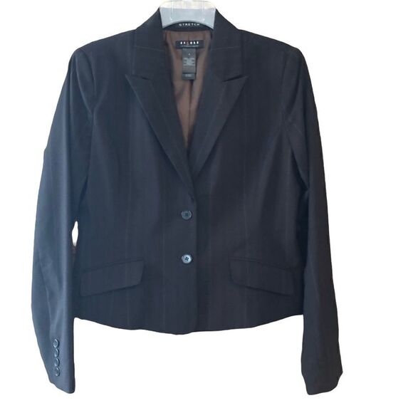 Axcess Sz 8 Brown Classic Career Pin-Stripe 2 Button Lapel Workwear Blazer - Picture 1 of 9